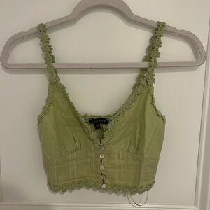 Green flower crop top
